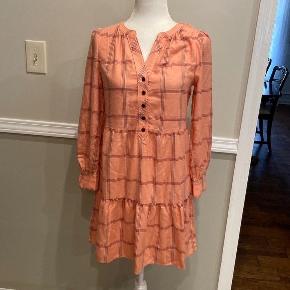 NWT Loft peach plaid dress!!